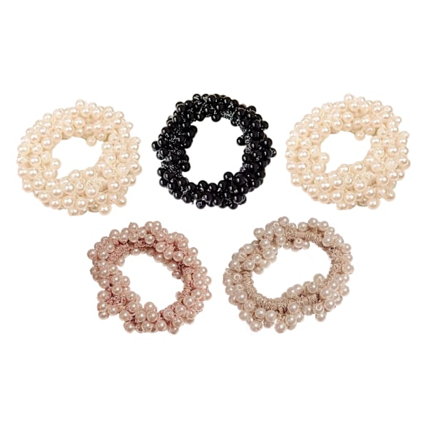 5 Pieces of Pearl Hair Ties - Exquisitely Beautiful and Durable Elastic Hair Bands for Parties, Travel, School, and Home