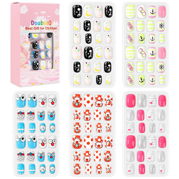 120 stycken/set Barnsöta lösnaglar Fulltäckande Nail Tips DIY style 12