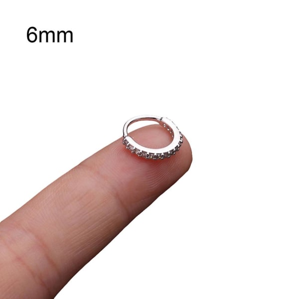 1st Kvinnor Cubic Zirconia Inlagd Hoop Nose Ring Huggie Örhänge silver 10mm