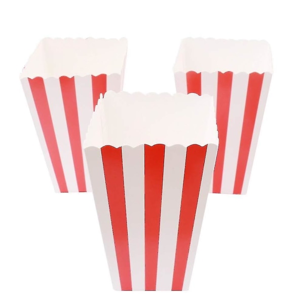 50 st popcornpåsar, små popcornlådor Randigt papper popcornlådor Kartongodisbehållare för fester, godis, barn