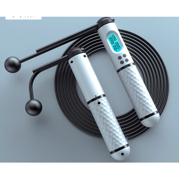Justerbar digitalt viktad hoppropp utan rep White and Black