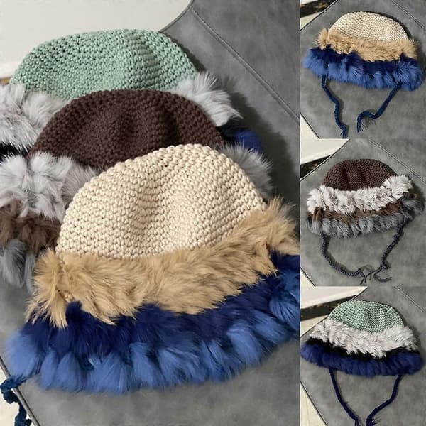 Kawaii Strikket Hue Sød Hæklet Strikket Hue Uldhat Varm til Efterår Vinter