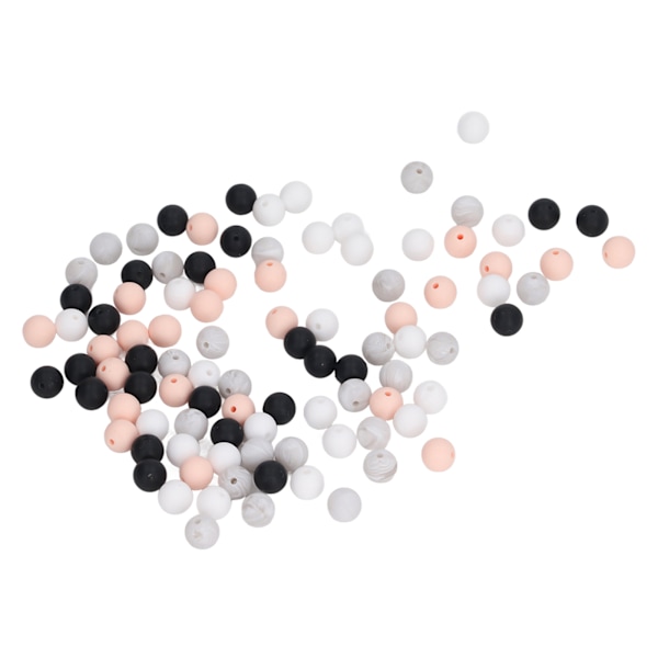 100 stk. 9 mm runde silikoneperler i flere farver til DIY-halskæder og babyspil, type C