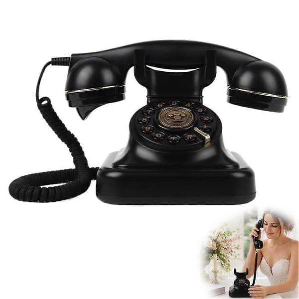 Retro Bluetooth-telefon för bröllopsmottagningsdekor med trådlös handenhetsfunktion Black 1pcs
