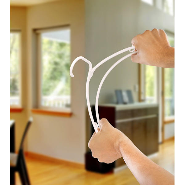 Hjemmeplastikbøjler 10-pak - Tøjbøjler med kroge - Letvægts- og pladsbesparende plastikbøjler - Holdbare, slanke og slanke hvide bøjler White