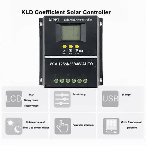 80a Mppt/pwm Solar Charge Controller 12v/24v/36v/48v Auto Controller Tools Solar Pv Battery Charger[dt]
