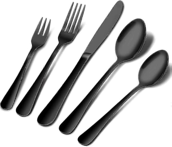Mattsvart bestickset i satinfinish rostfritt stål, 2 set, Edition Ab 5 5