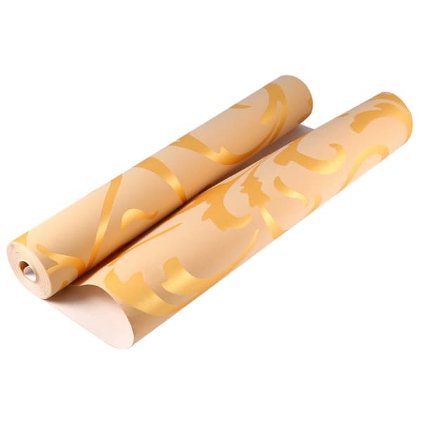 Nonwoven Tapet Barock Design Damask Ornament Guld 3D Optisk Effekt