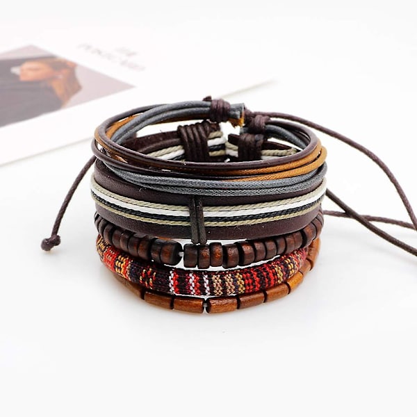 Herrarmband Multi Strand Flätade Kohud Armband Vävd