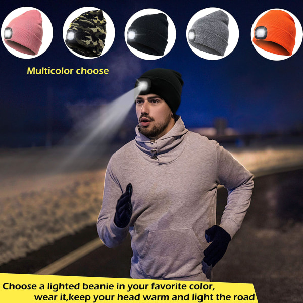 Led Beanie Cap USB Uppladdningsbar Camouflage