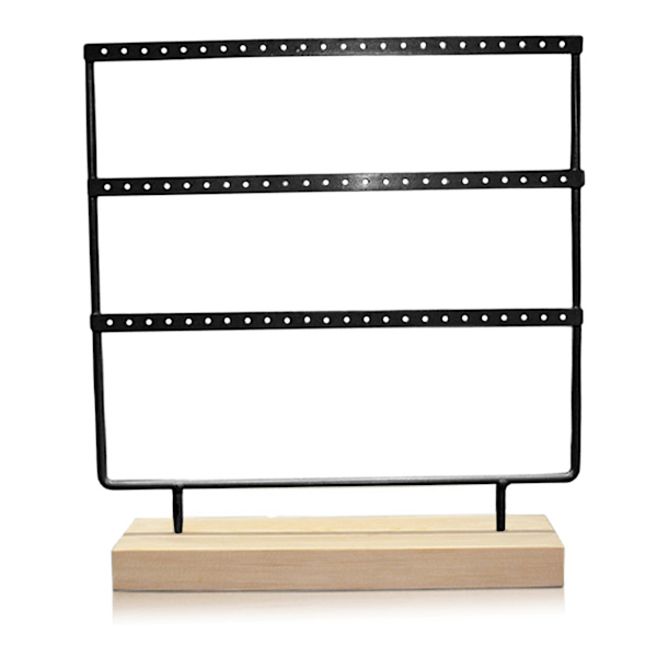 Elegant 3-lags smykkestativ med stor kapacitet, jernmateriale og kompakt design til praktisk opbevaring og visning af øreringe i sort
