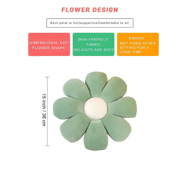 Tusenfryd Blomsterformet gulvputepute, hjemmedekorativ tusenfryd Sittepute Plysj utstoppet stolpute for soverom Stue Style 3