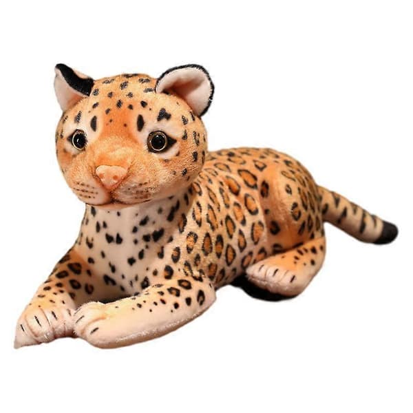 Simulerad liten leoparddocka plyschleksak leopardunge docka skrivbordsprydnader presenter för män och kvinnor Lying down