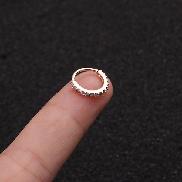 1st Kvinnor Cubic Zirconia Inlagd Hoop Nose Ring Huggie Örhänge silver 10mm