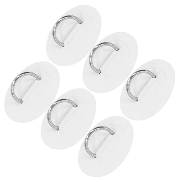 6 stk Oppblåsbare Båt Kajakk D-Ring Pute Patch Marine Fast Spenne med Elastisk Bungee-Snøre (Hvit)