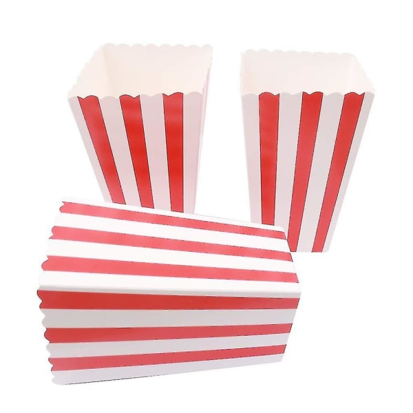 50 kpl Popcorn-pusseja, Pienet Popcorn-laatikot Raidallinen Paperi Popcorn-laatikot Pahviset karkkisäiliöt juhliin, karkkia, lapsille