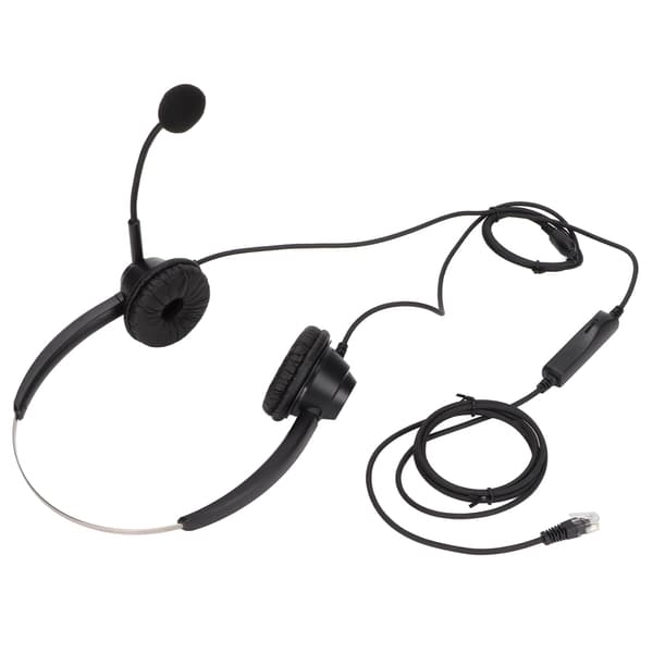 Justerbart Binauralt Telefonheadset Volymkontroll Mikrofon Avstängning