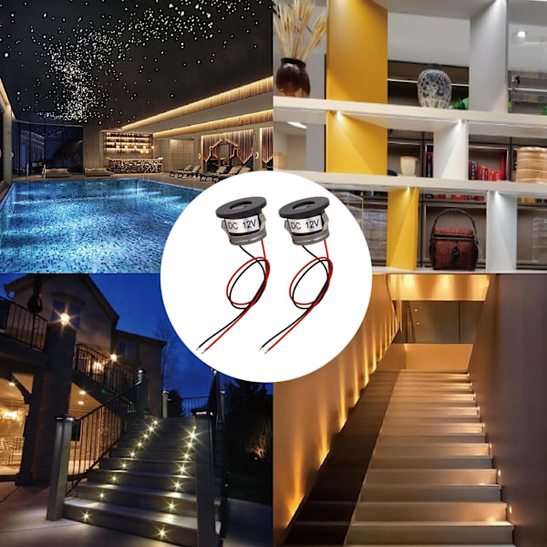 2 STK 15° 1W Mini LED Spotlight, 80LM til Smykkeudstilling, 12V DC Forsænket Belysning