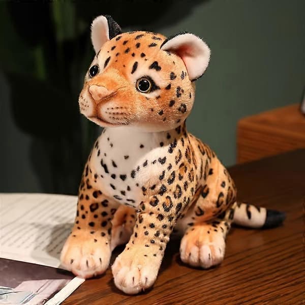 Simulerad liten leoparddocka plyschleksak leopardunge docka skrivbordsprydnader presenter för män och kvinnor Standing posture