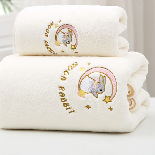 Myk Korallfleece Badehåndkle - Tykt, Absorberende Dusjhåndkle for Hjem og Strand i Beige