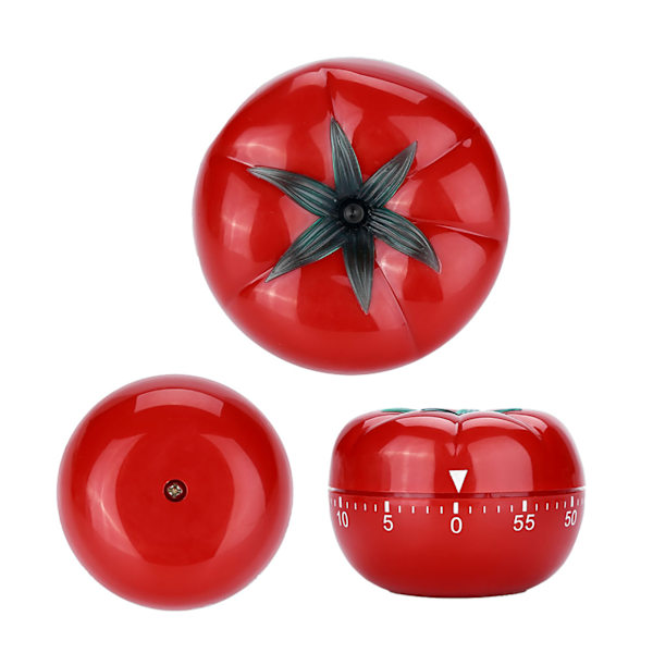 Tomatformet 60-minutters Mekanisk Nedtællingsur - Køkken Madlavning & Bageassistent (6,3 x 4,5 cm)