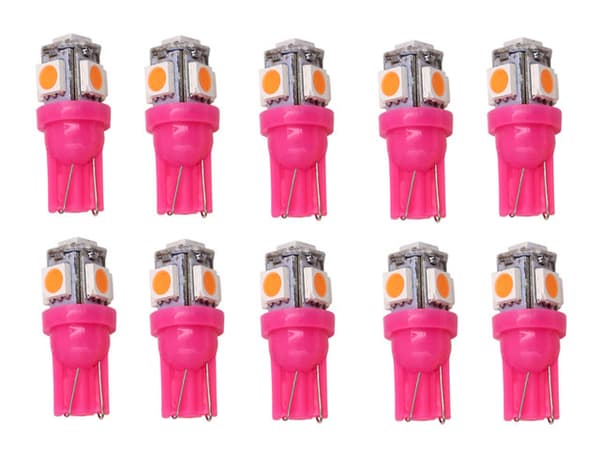 T10 w5w Rosa / Rosa Led med 5 st 5050SMD chip 12v DC 10-pack