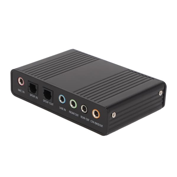 6-kanals USB eksternt lydkort PC Laptop 48kHz samplingfrekvens Analog afspilning Optagelse Sort