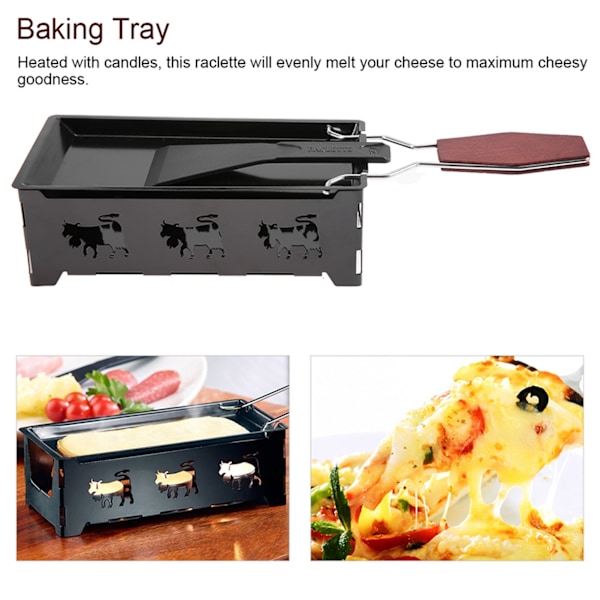 Bærbar Non-Stick Raclette Grillpanne med Trehåndtak for Enkel Matlaging og Servering