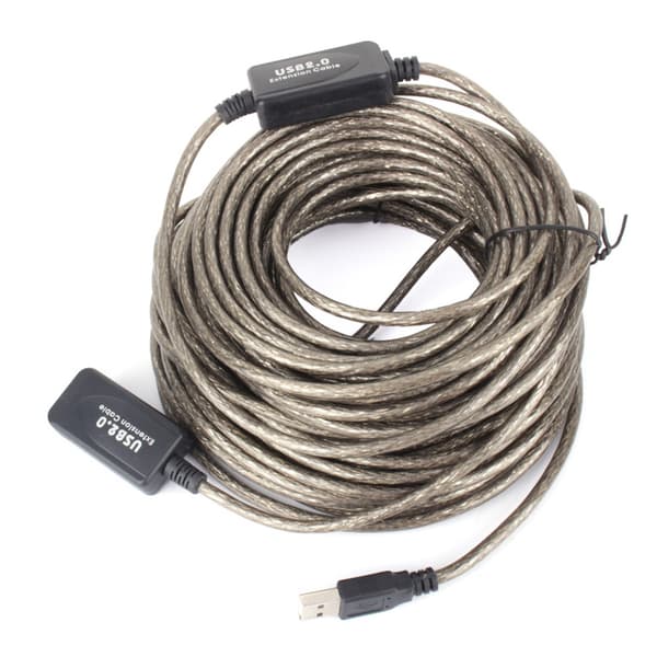 Svart 20M USB 2.0 Typ A Hane till Hona Förlängningskabel