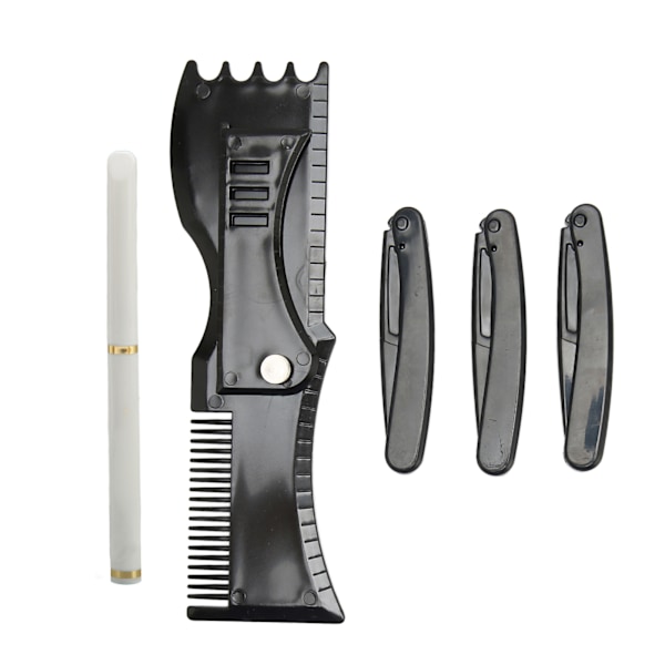 Expert för gränsöverskridande operationer: White Barber Pencil Black Beard Stencil Guide Template Kit för trimning och skötsel av skäggform