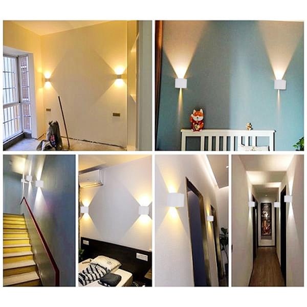 12W Vattentät LED Vägglampa - IP65 Aluminium Upp/Ner Ljus, AC85-265V, Varmvit, Vit Skal