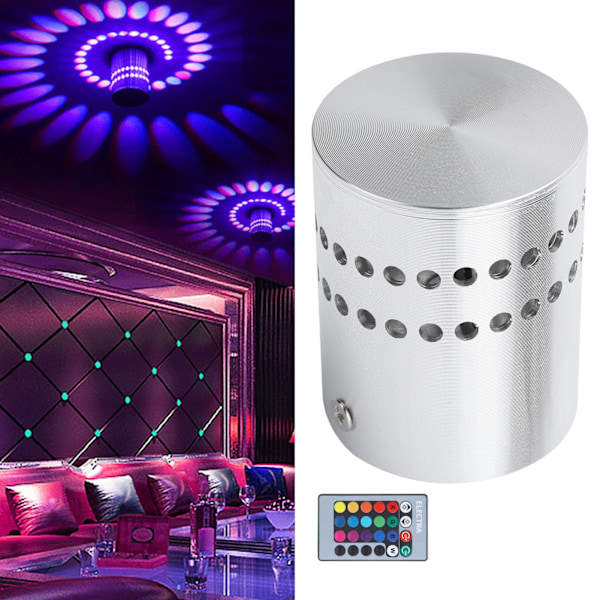 3W RGB Spiral LED Vegg- og Taklampe med Fjernkontroll for Gang (AC 85-265V)
