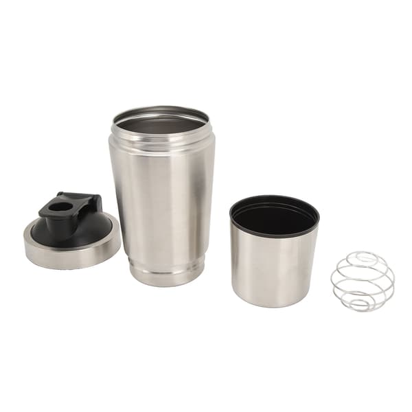 Proteinshakerflaska i rostfritt stål 600ml Silver med visp
