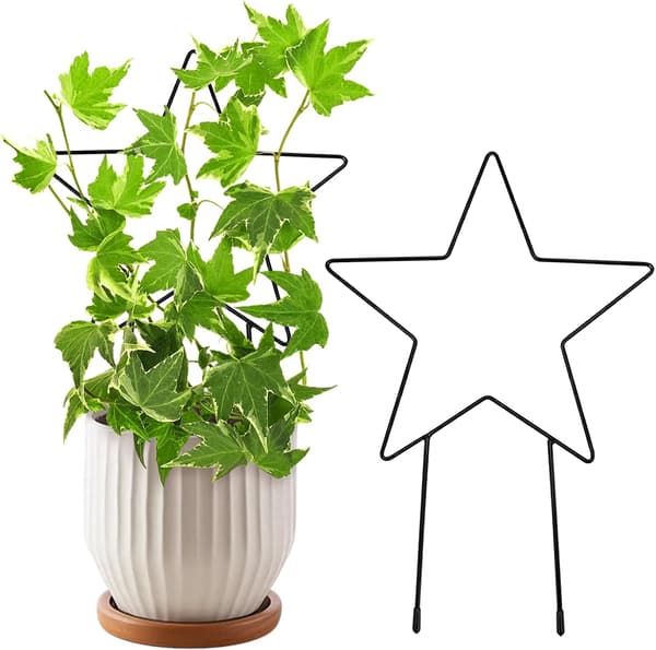 Metalgitter til potteplanter, lille espalier til klatreplanter (Art Deco - Stjerneformer 37 x 25 cm)