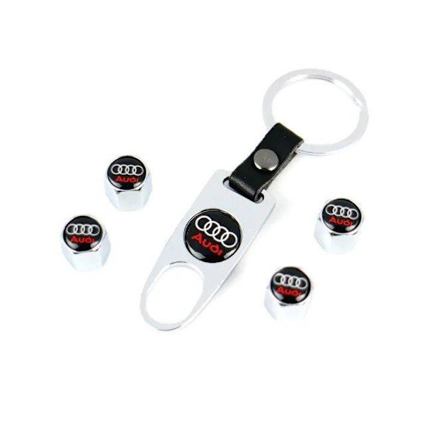 【DENGTU】Audi logo ventilhætter med nøglering Sølv Silver one size