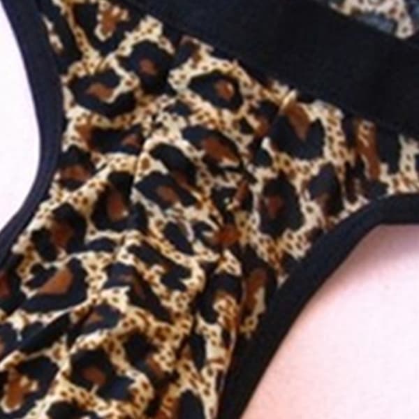 Miesten leopardikuvioiset stringit, pussimalliset G-string-alushousut, alusvaatteet