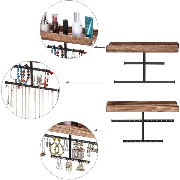 2-piece set Hängande väggmonterad organizer med rustikt trä