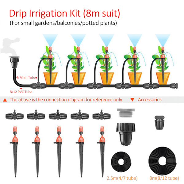Automatisk dryppvanningssystem kompatibelt med 221214TW03 timer og hageslange