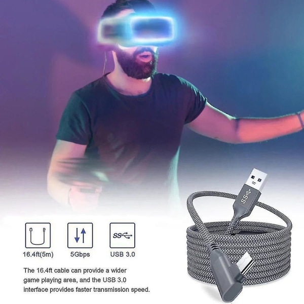 För Oculus Quest 2 Link-kabel 5m USB 3.0 snabbladdningskablar