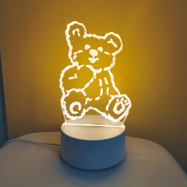3D Nattlampa Smart Home Creative Barn presentbordslampa Charging three colors paddy bear