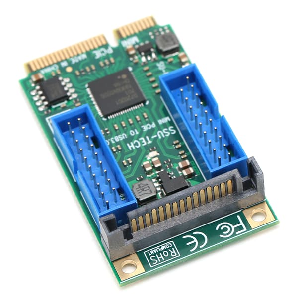 Mini PCIe till USB 3.0 Front Expansionskort Dubbel 19Pin för Windows XP Vista 7 8 10 2003 Linux 10313