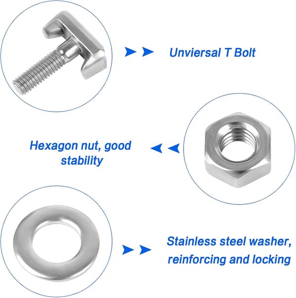 Batteri T-Bolt, 4 stk. T-Bolt batteriterminaler i rustfritt stål, ca.