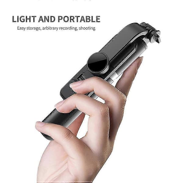 Trådløs Bluetooth Selfie Stick Stativ med Fjernkontroll, Svart