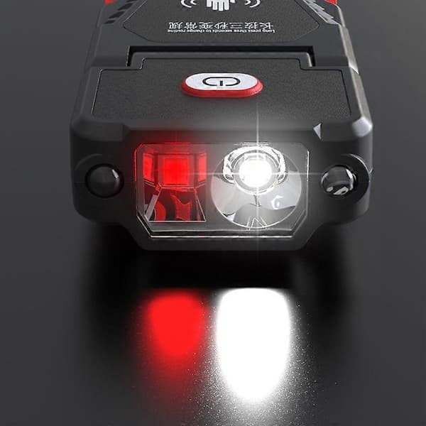 Mini svart LED-sensorhodelykt USB oppladbar justerbar vinkel utendørs hodelykt perfekt for arbeid camping fiske