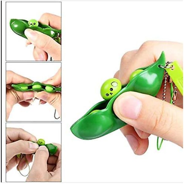3 st Squeeze-a-bean Squishy Soybean Pendel Fidget Toys Nyckelring Bean