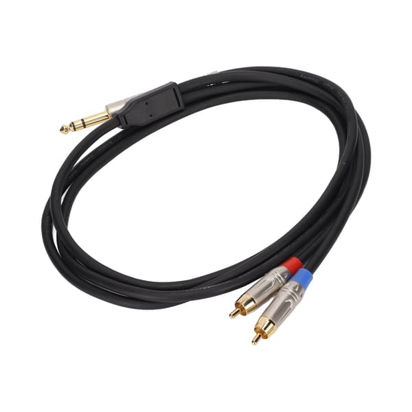 1/4 tommer TRS han til dobbelt RCA han kabel 6,35 mm til 2 RCA splitter mikrofonkabel 1,8 m