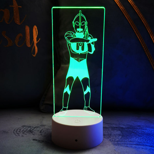 Ultraman Daquan 3D Nattljus USB Touch Färgglad skrivbordslampa Black base: touch + controller Four