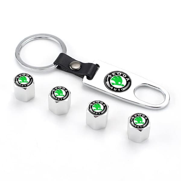 【DENGTU】Skoda logo ventilhattar i med nyckelring Silver Silver one size