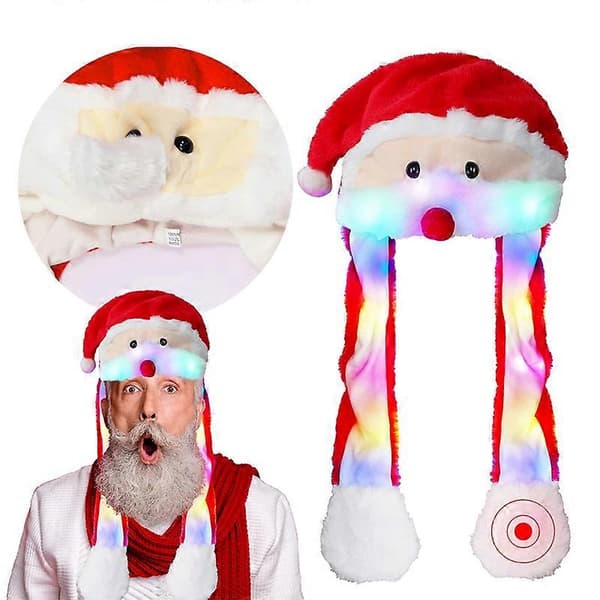 Lysande tomtemössa jul LED lysande mobilmössa plysch tomte 22,8 tum vit röd