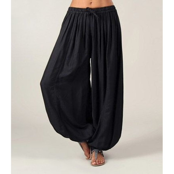 Kvinders Bomuld Lige Ben Casual Harem Bukser Black XL